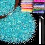 5000pcs 2mm Resin Rhinestones Bulk, Transparent Lake Blue AB Flatback Round Jelly Rhinestones Non Hotfix Crystal Gems Large Quantity Wholesale for DIY Crafts Clothes Bottles Face Makeup Manicure
