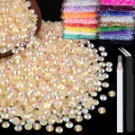 2500pcs 5mm Resin Rhinestones Bulk, Light Yellow AB Flatback Round Jelly Rhinestones Non Hotfix Crystal Gems Large Quantity Wholesale for DIY Crafts Clothes Bottles Face Makeup Manicure