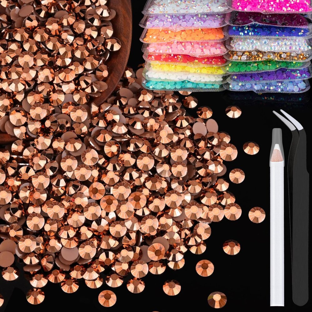 2500pcs 5mm Resin Rhinestones Bulk, Champagne Flatback Round Jelly Rhinestones Non Hotfix Crystal Gems Large Quantity Wholesale for DIY Crafts Clothes Face Makeup Manicure