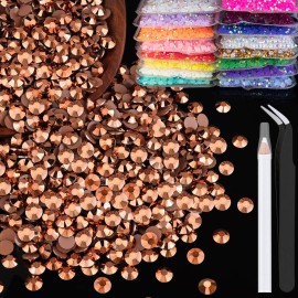 2500pcs 5mm Resin Rhinestones Bulk, Champagne Flatback Round Jelly Rhinestones Non Hotfix Crystal Gems Large Quantity Wholesale for DIY Crafts Clothes Face Makeup Manicure