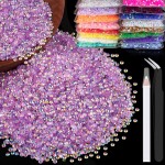5000pcs 3mm Resin Rhinestones Bulk, Transparent Lavender Purple AB Flatback Round Jelly Rhinestones Non Hotfix Crystal Gems Large Quantity Wholesale for DIY Crafts Clothes Face Makeup Manicure