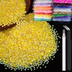 5000pcs 3mm Resin Rhinestones Bulk, Transparent Lemon Yellow AB Flatback Round Jelly Rhinestones Non Hotfix Crystal Gems Large Quantity Wholesale for DIY Crafts Clothes Bottles Face Makeup Manicure