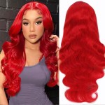 Loyom Red Wig Human Hair 13x4 Red Body Wave Lace Front Wigs Human Hair Glueless Wigs Human Hair Pre Plucked 200 Density Red Human Hair Wigs Colored HD Lace Frontal Wig 20 Inch