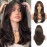 Allbell Black Brown Wigs with Bangs Long Layered Wigs for Women Heat Resistant Syntehtic Natural Hair Wigs