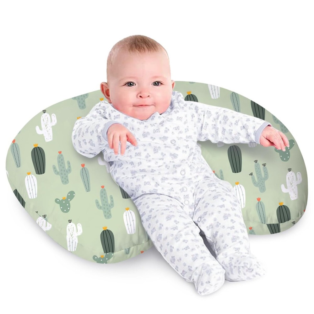 Little Grape Land Nursing Pillow for Infants, Breastfeeding Pillows, Baby Support Pillow for Nursing, Bottle Feeding, Tummy Time with Machine Washable Cover & Breathable Filling, Cactus