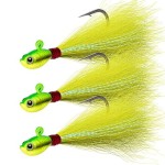 Dr.Fish 3 Pack Bucktail Jig Saltwater Fishing Jig Buck Tail Hair Lure Surf Fishing Bass/Striper/Mackerel/Halibut/Flouder Lure 1/4oz