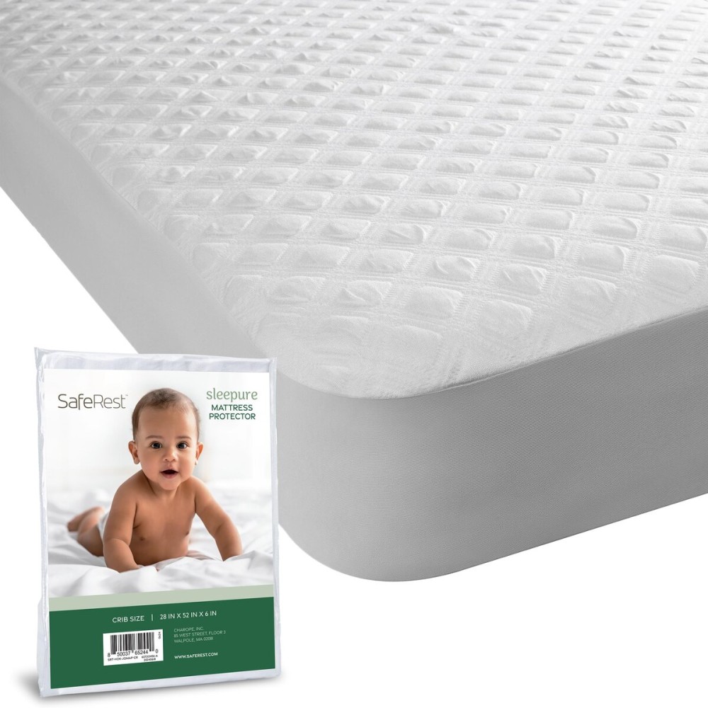 SafeRest Sleepure Waterproof Mattress Protector Crib Size - Viscose Derived from Bamboo - Fitted with Stretchable Pockets - Machine Washable Cotton Crib Mattress Cover for Bed