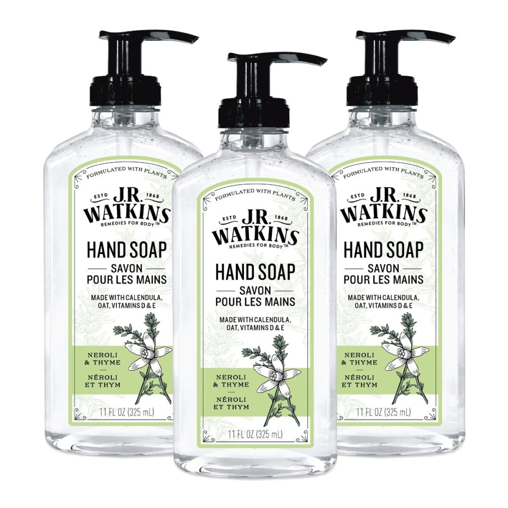 J.R. Watkins Gel Hand Soap, 3 Pack of 11 Fl Oz, Neroli & Thyme