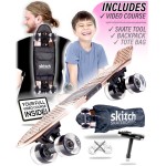 SKITCH Complete Skateboard Gift Set for All Ages | 22 x 6 Chrome Mini Cruiser Board + Skateboard Backpack + ABEC 9 Bearings + Skate Tool + Tote Bag | Skateboards for Kids and Teens (Rose Gold)