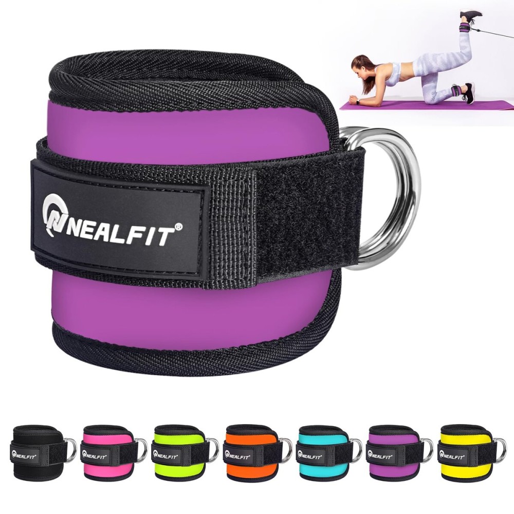NEALFIT Ankle Strap for Cable Machine, Gym Ankle Cuff for Kickbacks, Leg Extensions, Glute Workouts, Booty Hip Abductors Exercise for Women and Men (Purple, Single)