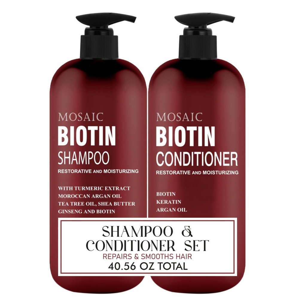 Biotin Volumizing Shampoo and Conditioner Set for Thinning Hair and Regrowth - Ultimate Anti Hair Loss, Thickening Growth Treatment Care for Men & Women