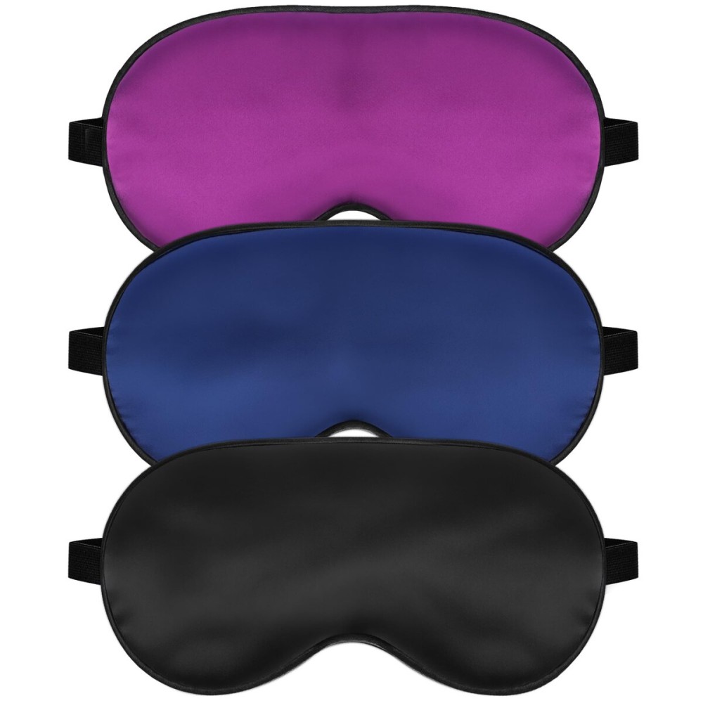 Sleep Mask, Silk Eye Mask for Sleeping with Adjustable Strap, Blindfold Eyeshade for Men & Women, Comfortable & Soft Eye Cover Eyeshade for Night Sleep (Black, Blue, Purple)