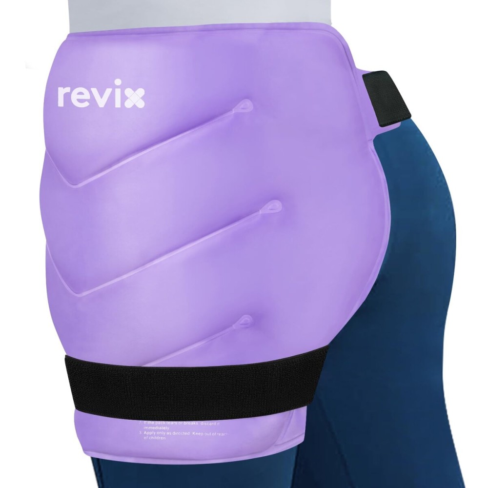 REVIX Extra Large Hip Ice Pack Wrap with Straps, Reusable Gel Ice Pack for Hip Replacement, Thigh, Shoulder & Back, Soft Lining Cold Compress Recovery Kit