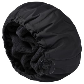 Shower Cap for Women Black Bath Cap, Reversible Large Waterproof Adjustable Shower Caps Terry Lining & Elastic Band Stretch Hem Hair Hat