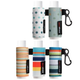 HEYSKAY 5pcs Lip Balm Holder Keychain Lipstick Sleeves Lip Gloss Holder Chapstick Elastic Sleeves for Men Women(Dot/Strip)