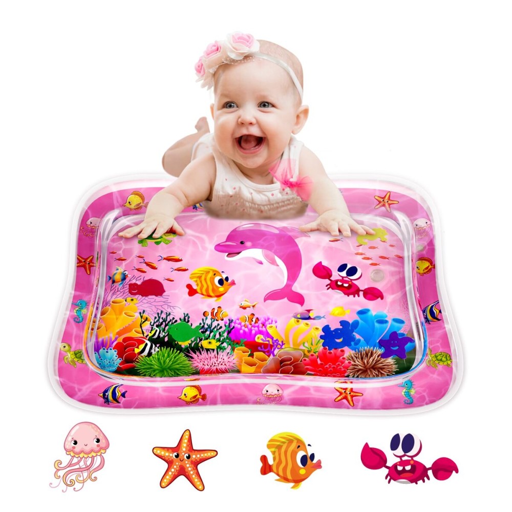 ZMLM Baby Tummy Time Water Mat for Babies: Baby Toys Gifts for Newborn Infant 3 6 9 12 Month Boy Girl Inflatable Activity Playmat Sensory Mat Toddler Belly Time Pat (Pink)