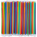 [Individually Wrapped] 200 Pcs Colorful Flexible Plastic Straw,Colorful Disposable Bendy Party Fancy Straws 13 Inch Extra Long Straws Party Decorations