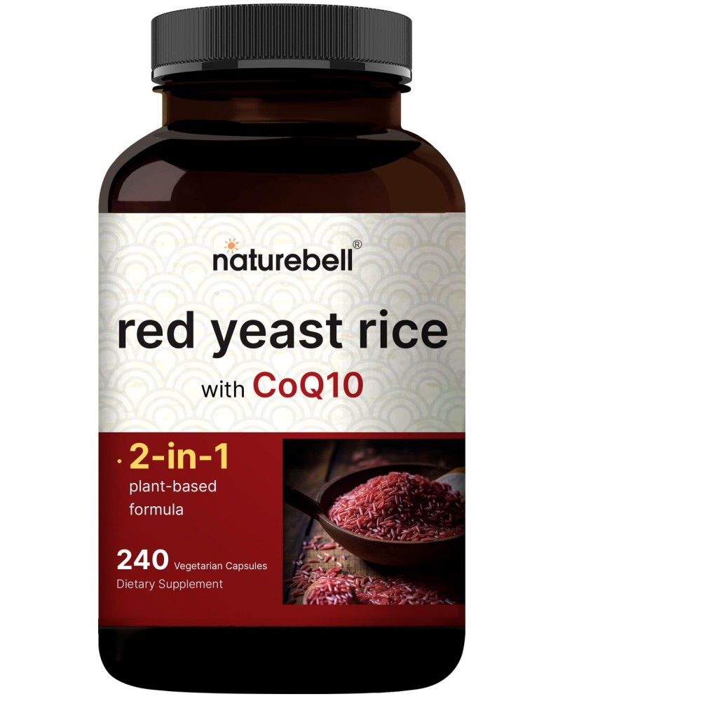 Red Yeast Rice with CoQ10, 240 Veggie Capsules | Advanced Heart Health Herbal Supplement - Antioxidant Support for Energy & Heart Health - Non-GMO