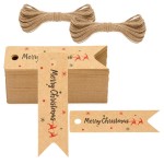 G2PLUS Small Merry Christmas Tags - 100Pcs Deer Kraft Paper Gift Tags with String for Gift Wrapping, Goodies Bags, Christmas Holiday Party Favors(2.8\'\'x0.8\'\')