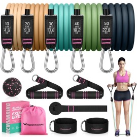 RENRANRING Resistance Bands for Working Out, 150LBS Exercise Bands, Workout Bands, Resistance Bands Set with Handles for Men Women, Legs Ankle Straps for Muscle Training