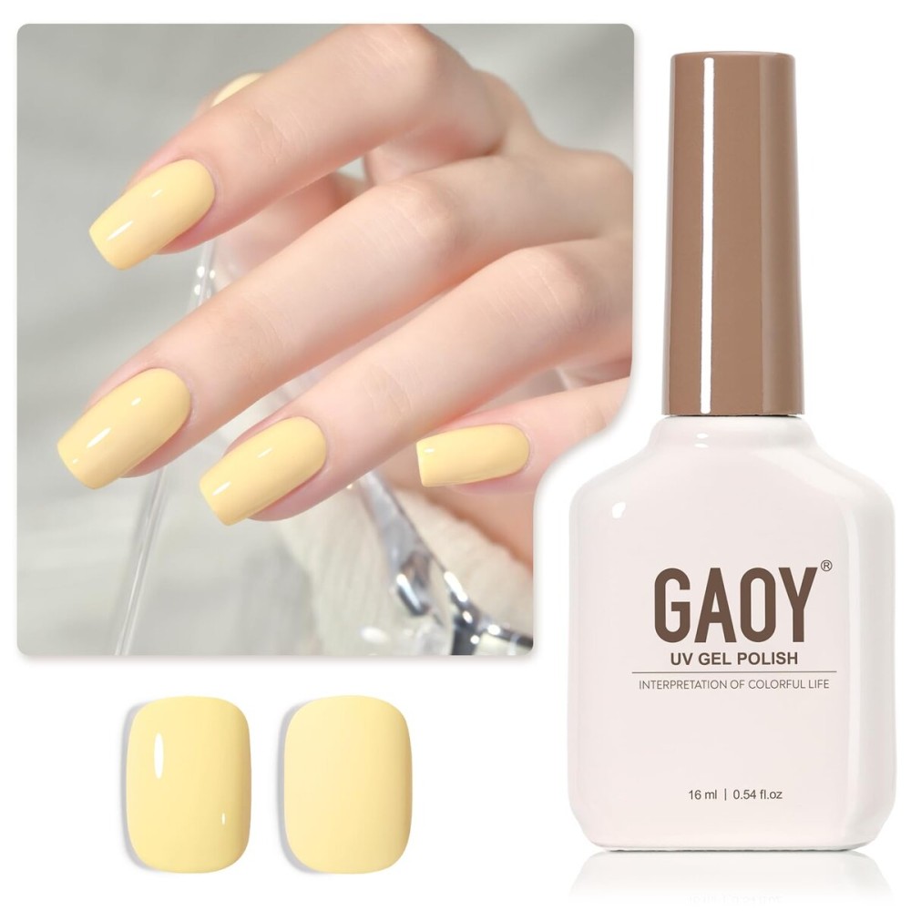 GAOY Pastel Gel Nail Polish, 16ml Soak Off Gel Polish, UV Light Cure for Nail Art DIY Manicure at Home, 1162 Lemon Pie