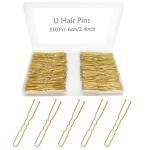 330 Count U Shaped Hair Pins Blonde, YINGFENG 2.4inch Gold Bun Pins Bun Hair Pins for Women Girls with Storage Box, Hair Accessories for All Hair Types