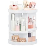 HBlife Extra Large 360 Rotating Makeup Organizer Adjustable Carousel Large Capacity Revolving Perfume Organizer Skincare Organizers Cosmetic Storage Spinning Holder for Vanity, White