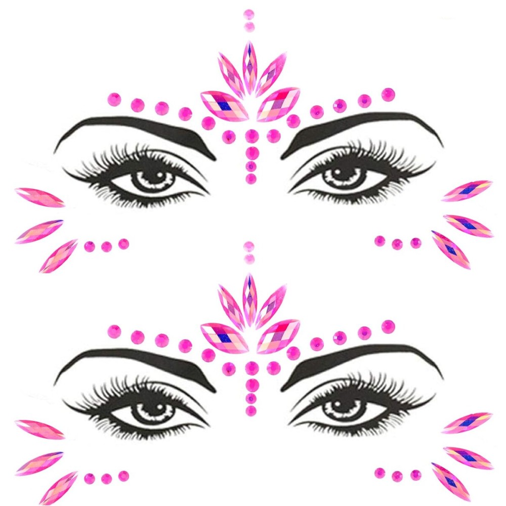 Mermaid Face Gems Stick Jewels Halloween Body Eye Face Jewels Gems Rave Festival Tattoo Glitter Self Adhesive Crystals Rhinestones Diamonds Tattoos Sticker Party Carnival Festival Decorations (Pink)