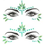Mermaid Face Gems Stick Jewels for Women Cosplay Mermaid Alien Halloween Rave Party Makeup for Kids Green Hair Eye Body Gems Jewels Stickers Temporary Tattoos Festival Decor (Green)