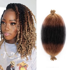 8 Packs Pre-Separated Springy Afro Twist Hair 12 Inch Pre-Fluffy Natural Curls are Perfect for Marley Crochet Hair Suitable for Black Women (1B/30/27, 12 Inch (Pack of 8))