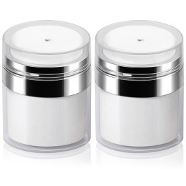 2Pack 15ml Airless Pump Jar - 0.5 Oz Moisturizer Pump Dispenser, Travel Lotion Container Vacuum Bottle for Skincare, Thick Moisturizer