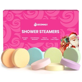 SEONNIX Shower Steamers Aromatherapy, 8 Pack Shower Bombs for Relaxation and Stress Relief, Natural Essential Oils Spa Gift Set for Women, Birthday Gifts, Self Care & Home Spa Experience
