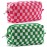 ZLFSRQ 2Pcs Checkered Pencil Case Cute Pencil Pouch for Teens Checkered Makeup Bag Medium Travel Cosmetic Bag Preppy Makeup Pouch for Purse Aesthetic Zipper Toiletry Bags Organizer(Pink/Green)