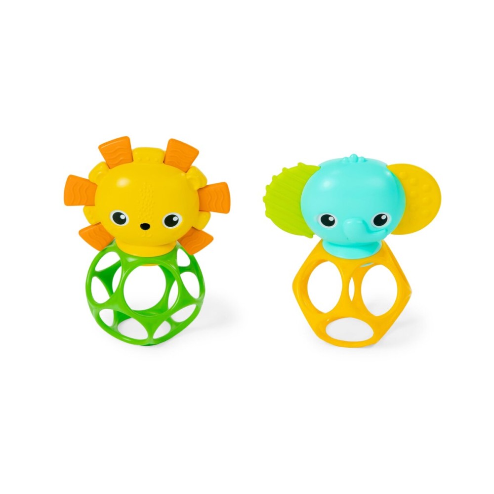 Bright Starts Soother Pals Easy-Grasp Teether Toys, 2-Pack Lion and Elephant Characters, BPA Free, Unisex, Ages Newborn +