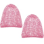 Waydress 2 Pieces Mesh Hair Net Rayon Knit Snood Women Crocheted Sleep Cap (Pink)