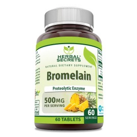 Herbal Secrets Bromelain Supplement 500 Mg Tablets Supplement | Non-GMO | Gluten Free | Made in USA (60 Count)