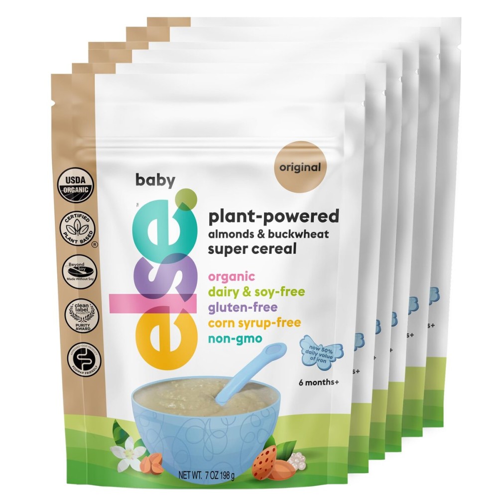 Else Nutrition Baby Cereal Stage 1 for 6 months+, Plant Protein, Organic, Whole foods, Vitamins and Minerals (Original, 6 Pack)