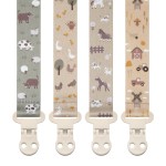Stadela Baby Pacifier Clip Holder - Girl or Boy Unisex 4 Pack Gift Set - Farm Animals Barn and Tractors Neutral