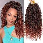 14 Inch 8 Packs Goddess Locs Crochet Hair Pre Looped Faux Locs Crochet Hair for Women Soft Boho Hippie Locs Hair Extension Synthetic (T350)