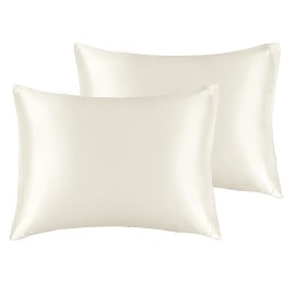 BEDELITE Satin Pillowcase for Hair and Skin, Super Soft and Cooling Similar to Silk Pillow Cases 2 Pack with Envelope Closure, Gift for Women Men(13x18 Toddler Size, Ivory)