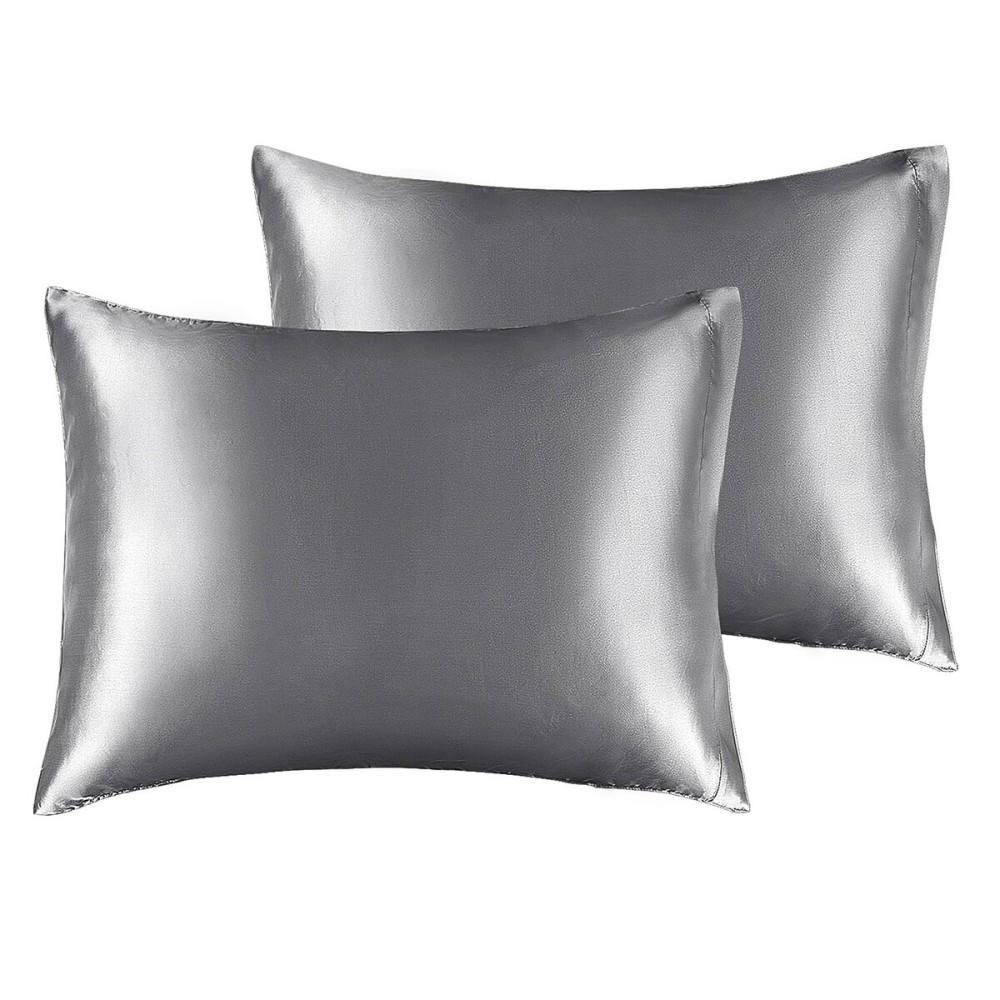 BEDELITE Satin Pillowcase for Hair and Skin, Super Soft and Cooling Similar to Silk Pillow Cases 2 Pack with Envelope Closure, Gift for Women Men(13x18 Toddler Size, Dark Grey)
