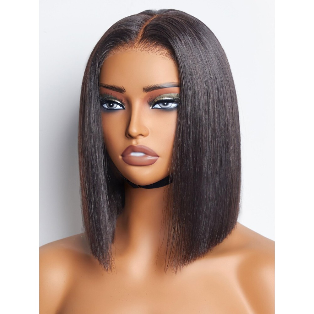 LUVME Ready to Go Bob Wig, Natural Black, Glueless, 100% Unprocessed Virgin Human Hair, Medium Size, 22-22.5 Inches