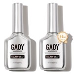 GAOY 2 Pcs 16ml No Wipe Gel Top Coat, Glassy Clear Gel Top Coat, High Gloss Finish for UV Light Cure Nail Polish