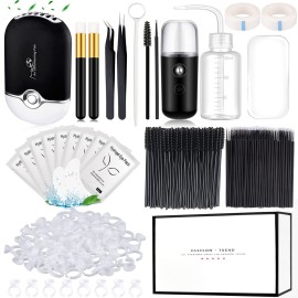 QUKLOGEN Lash Extension Kit Eyelash Practice for Beginners Professional Set with Mannequin Head Removable Eyelids USB Fan Spraye Individual False Lash Eyelash Strips Shampoo Brush Supplies Storage box