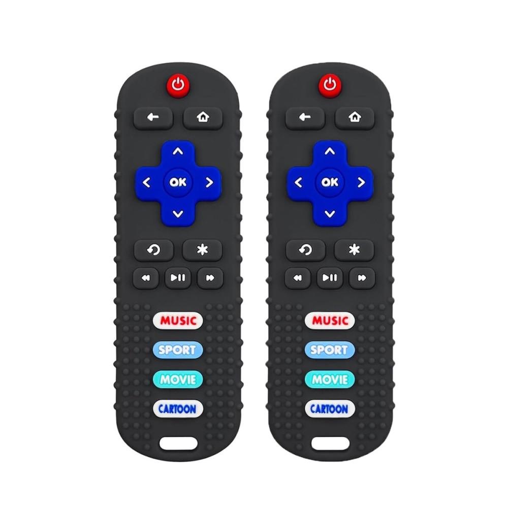 2 Pack Remote Control Shape Teether for Baby,Babies Toy, TV Remote Control,Silicone Remote Control Teething Toys
