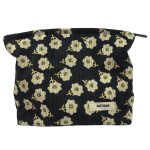 GUTGNK Corduroy Ladies Cosmetic Bag, Large Capacity Canvas Cosmetic Bag Travel Toiletry Bag Accessories Organizer, Black Plum