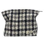 GUTGNK Corduroy Ladies Cosmetic Bag, Large Capacity Canvas Cosmetic Bag Travel Toiletry Bag Accessories Organizer, Black Check