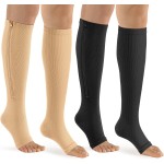bropite Zipper Compression Socks Women & Men - 2Pairs Calf Knee High 15-20mmHg Open Toe Compression Stocking suit for Walking