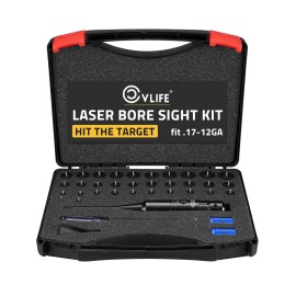 CVLIFE Professional Laser Bore Sight Kit with 32 Adapters fit 0.17 to 12GA Calibers, Bright Green Laser Bore Sighter with Button Switch, Powerful Support for Hunting