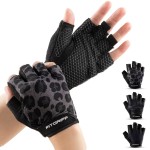 Fitgriff Workout Gloves (Padded) for Men & Women - Fingerless Gym Gloves for Weight Lifting, Training - Full Palm Protection (Leopard, Size 5)